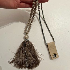 Anthropologie Indian moonstone tassel necklace NWT